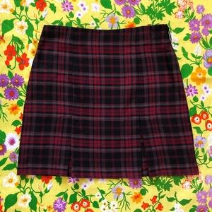 Vintage plaid pleated skirt